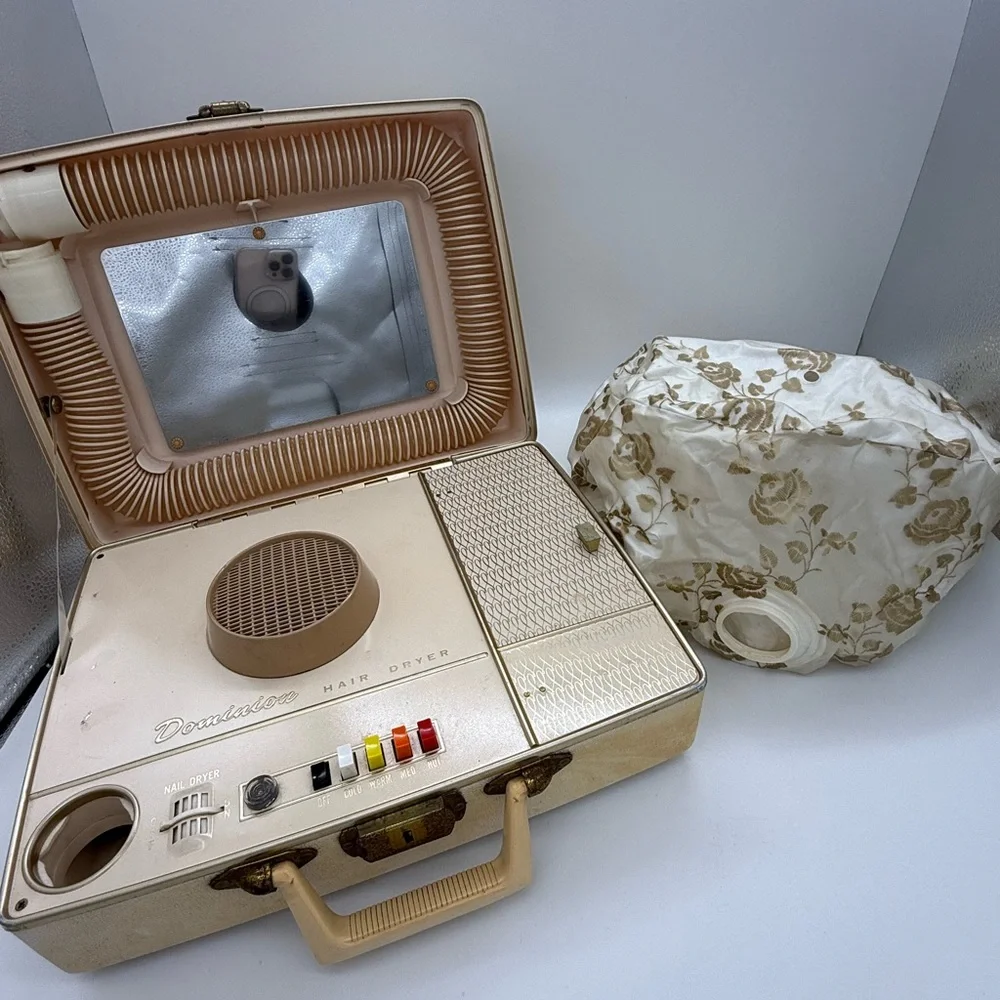 Portable Dominion Bonnet Dryer WORKS 1970s Vintage Salon Equipment Beauty Decor